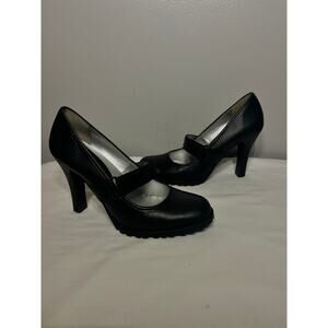 Kenneth Cole Pumps Black Leather 4" Heels Pin Up Retro Dressy Evening Gothic 9